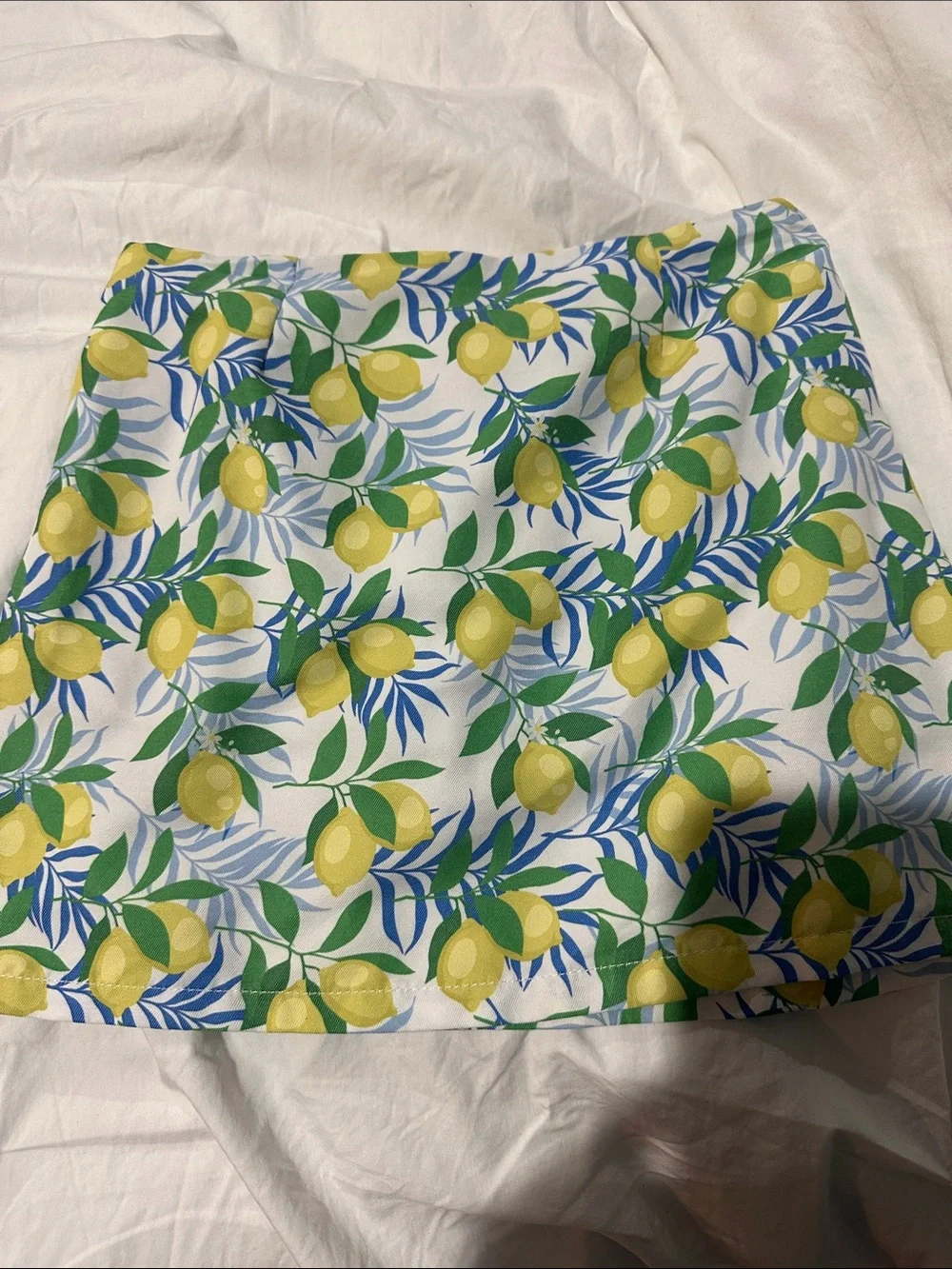 Girls' Lemon-Print A-Line Skirt - White, Yellow & Green